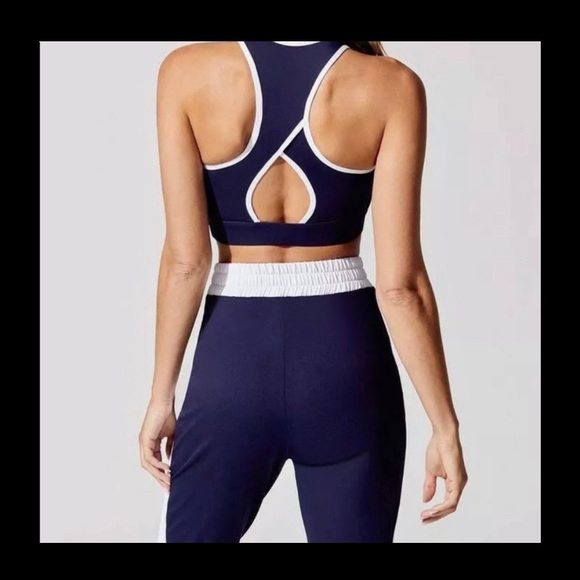 NWT Carbon38 Sports Bra  Keyhole Bra Navy Blue Size L - Picture 2 of 9